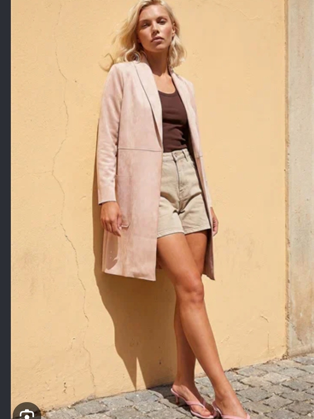 PREMISE Long Pink Suede Open Front Long Linr Trench Coat Size XL